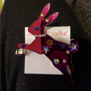 Betsey Johnson Pink and Blue Bunny Brooch